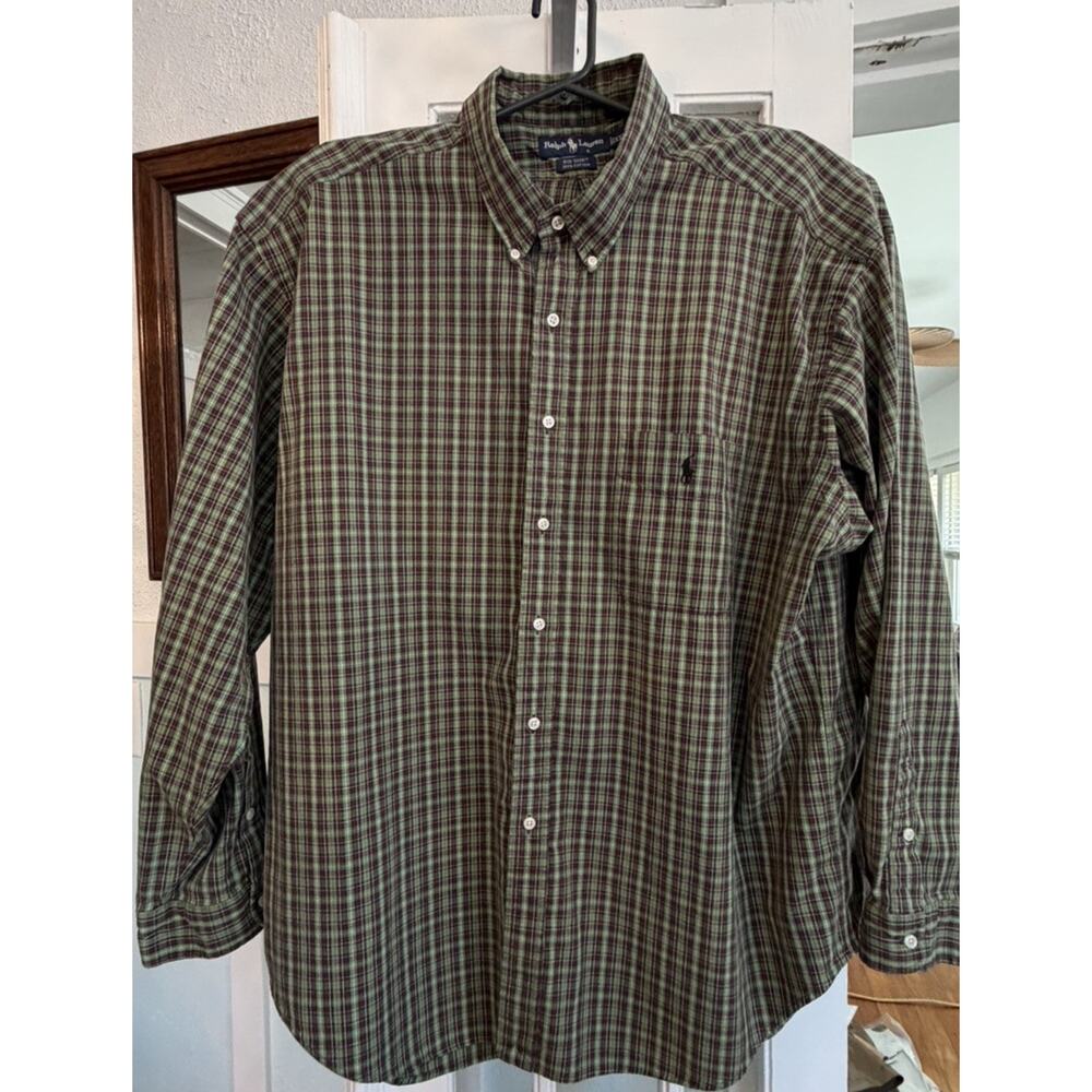 Ralph Lauren Polo Men's 2XL Slim Performance Plaid Long Sleeve Button Down Shirt